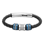 COB17 leather and steel adjustable bracelet