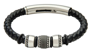 COB18-CAR leather and carbon fiber adjustable bracelet