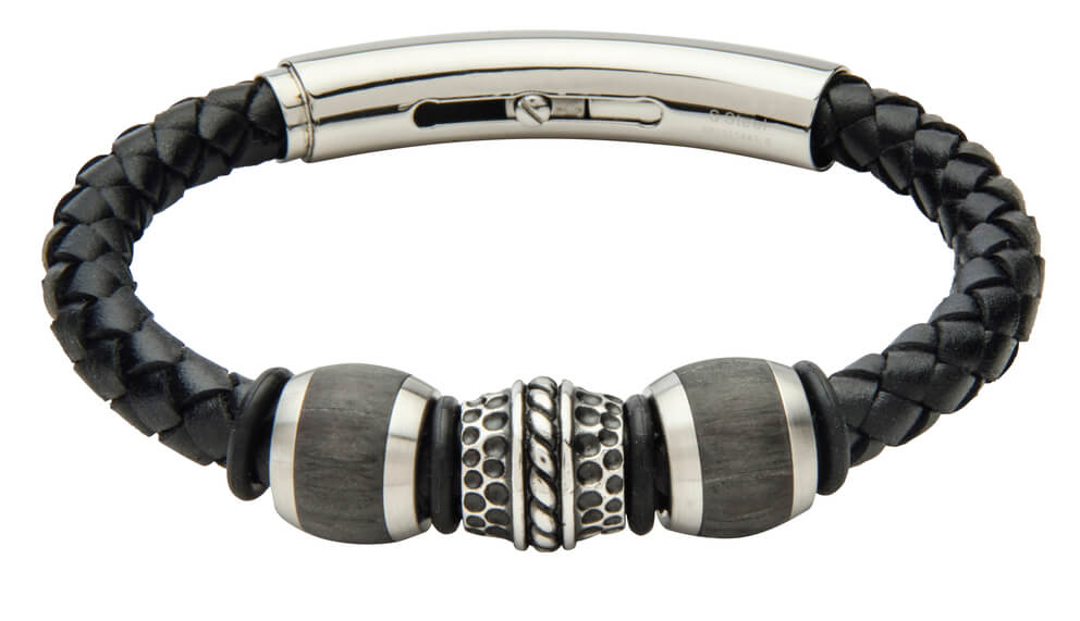 COB21-CAR leather and carbon fiber adjustable bracelet