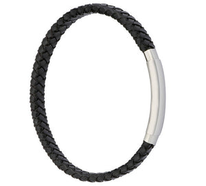 FUB01 leather and steel adjustable bracelet