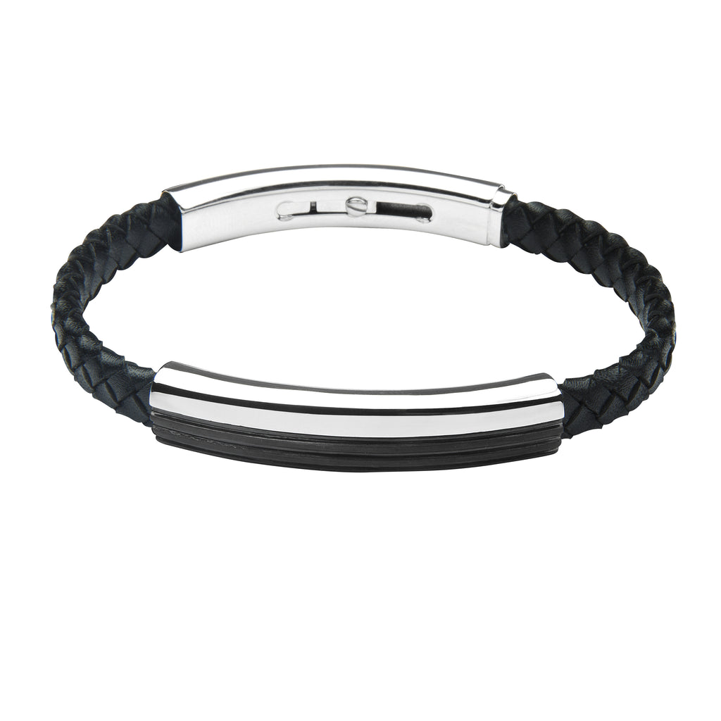 FUB08 leather and steel adjustable bracelet