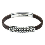 FUB11 leather and steel adjustable bracelet