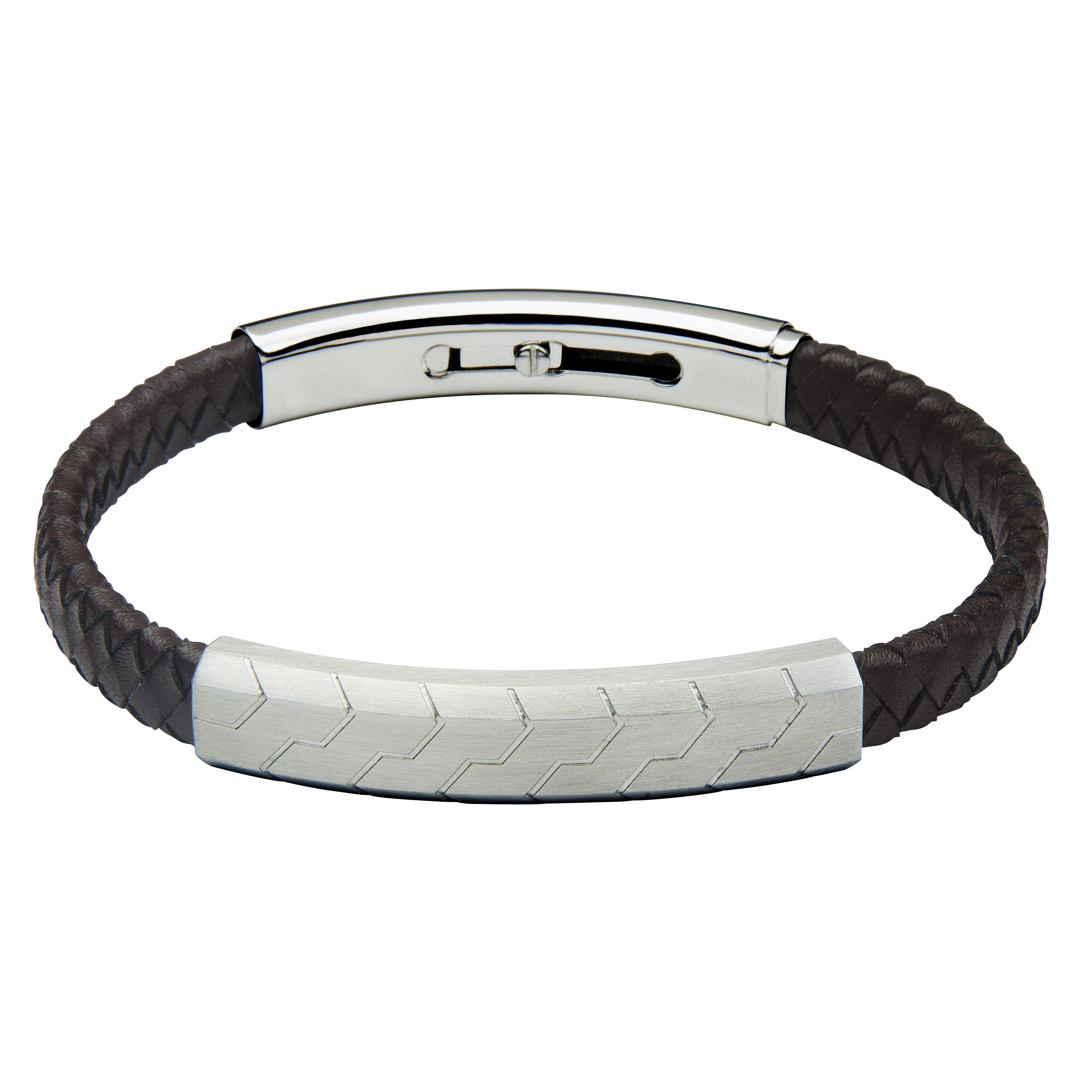 FUB13 leather and steel adjustable bracelet