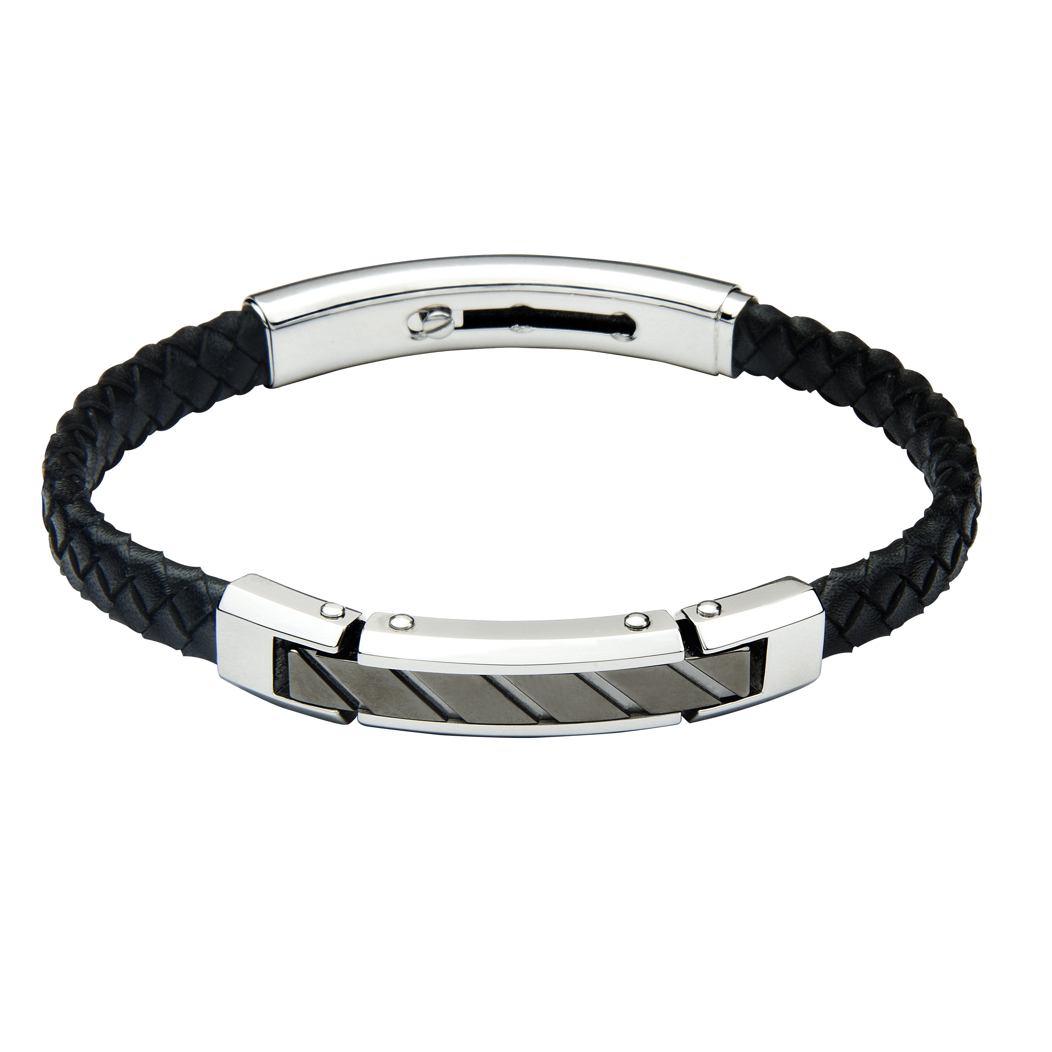 FUB15 leather and steel adjustable bracelet