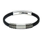 FUB16 leather and steel adjustable bracelet