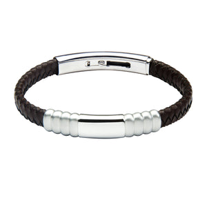 FUB17 leather and steel adjustable bracelet