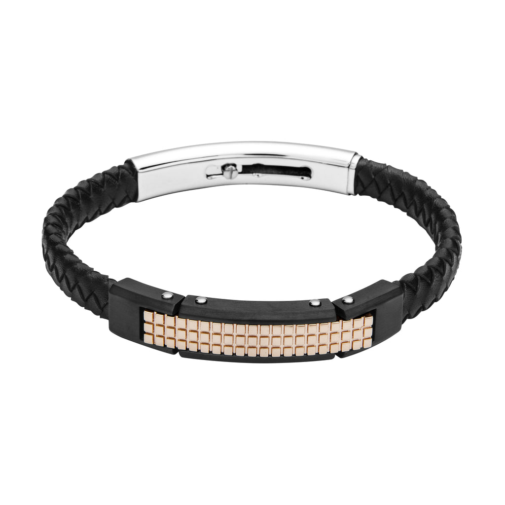 FUB21 leather and steel adjustable bracelet
