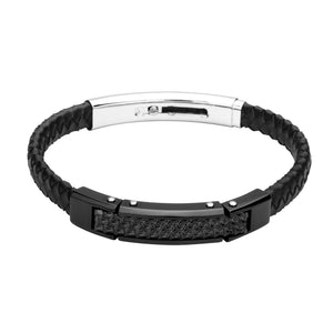 FUB22 leather and steel adjustable bracelet
