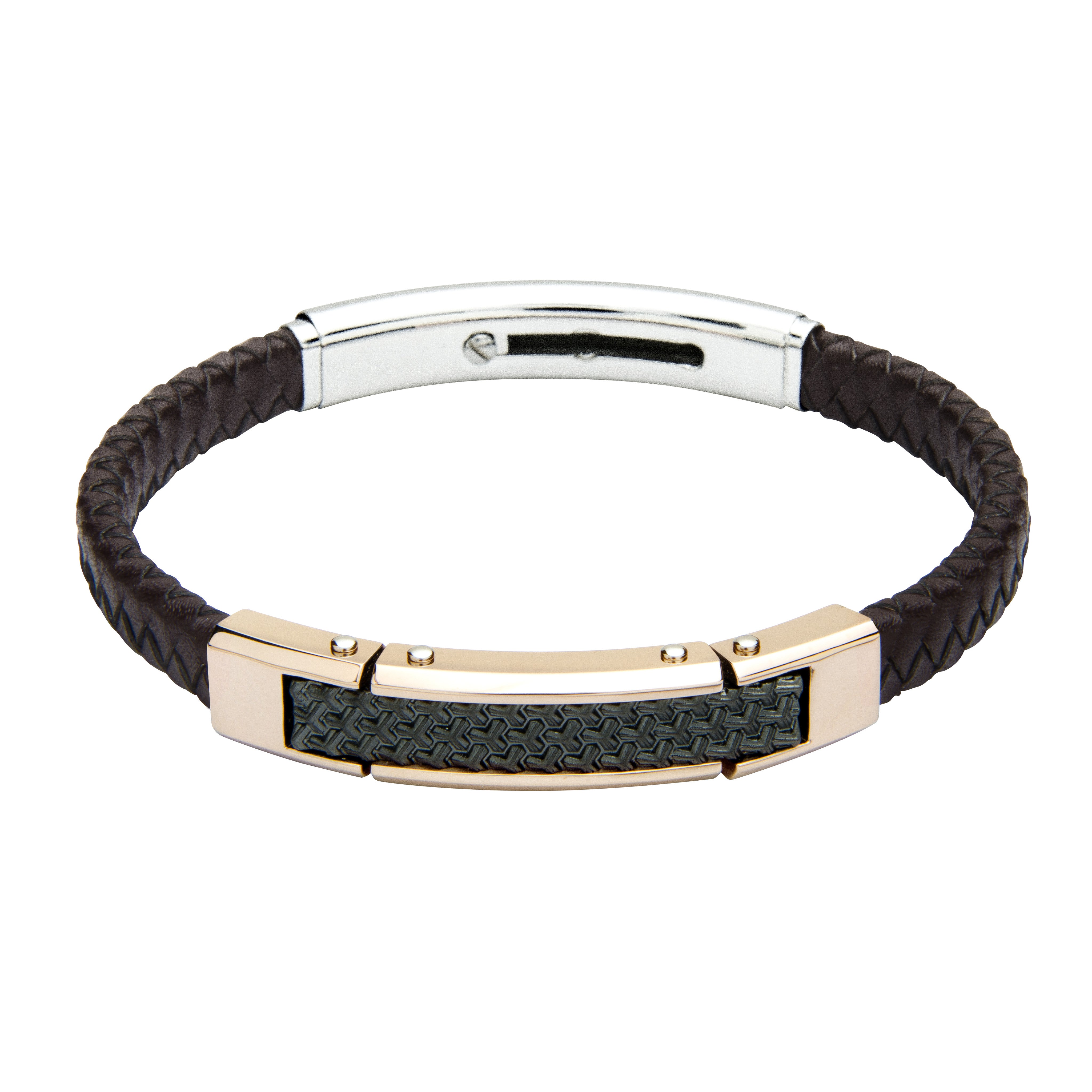 FUB23 leather and steel adjustable bracelet