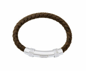 INB02 leather and steel adjustable bracelet