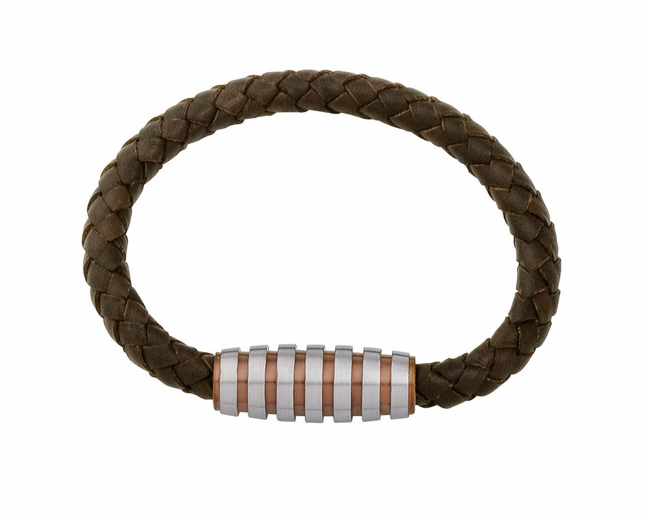 INB08 leather and steel adjustable bracelet