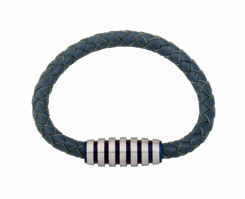 INB09 leather and steel adjustable bracelet