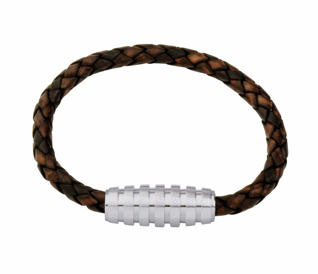 INB10 leather and steel adjustable bracelet