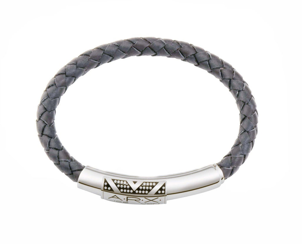 INB15 leather and steel adjustable bracelet