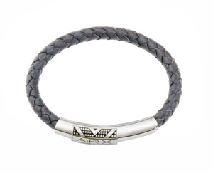 INB15 leather and steel adjustable bracelet