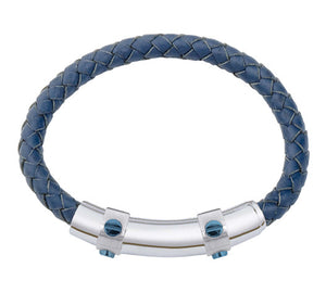INB22 leather and steel adjustable bracelet