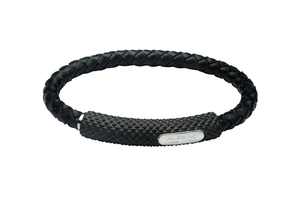 INB23 leather and steel adjustable bracelet