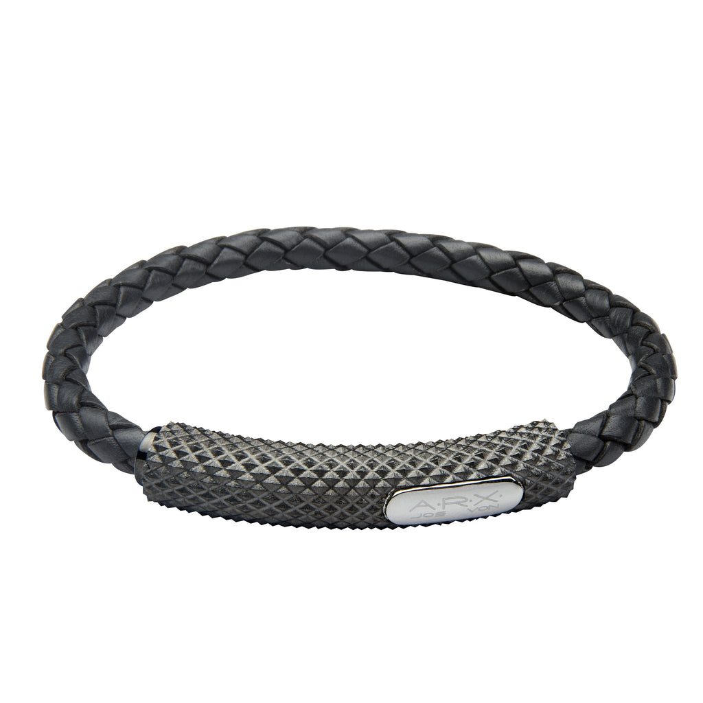 INB24 leather and steel adjustable bracelet