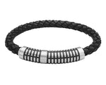 INB31 leather and steel adjustable bracelet