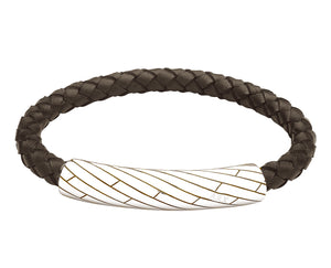 INB36 leather and steel adjustable bracelet