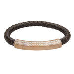 INB38 leather and steel adjustable bracelet